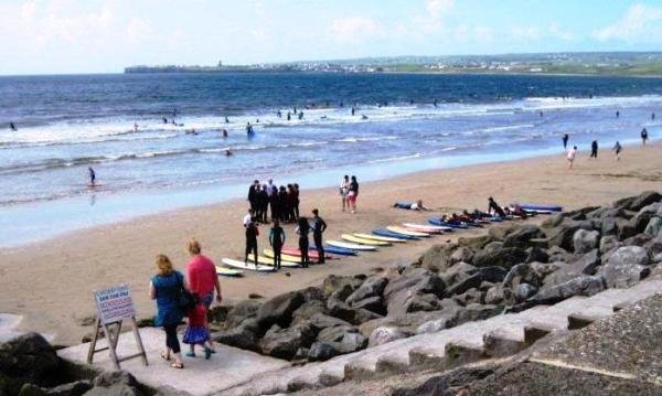 surfing lessons at Lahinch, Ireland